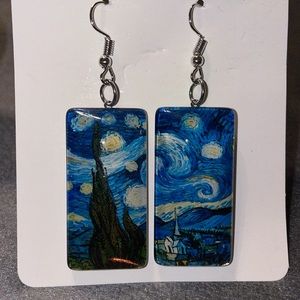 Starry Night by Van Gogh Earrings Pierced Incredible Art Piece Earrings!!!